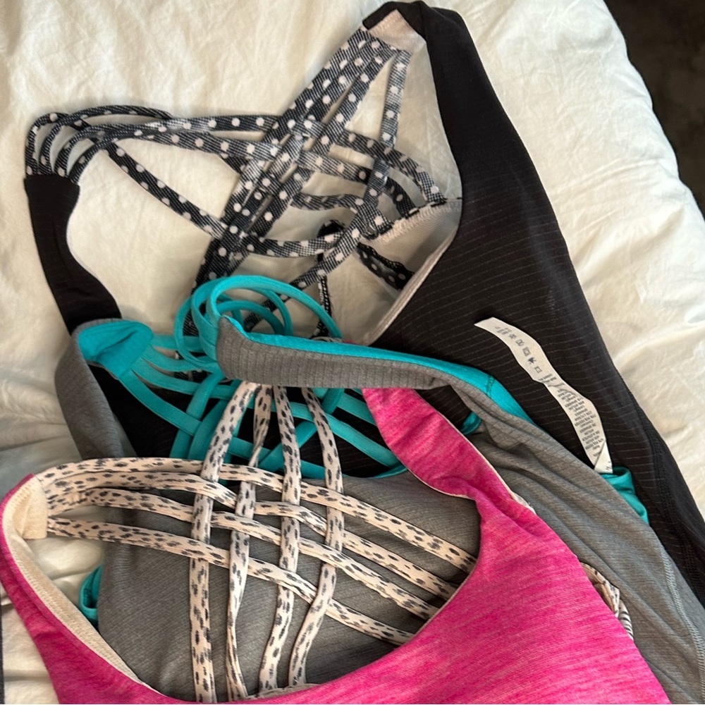 Lululemon WILD THING strappy sports bra Yoga open back tank top black Womens 6